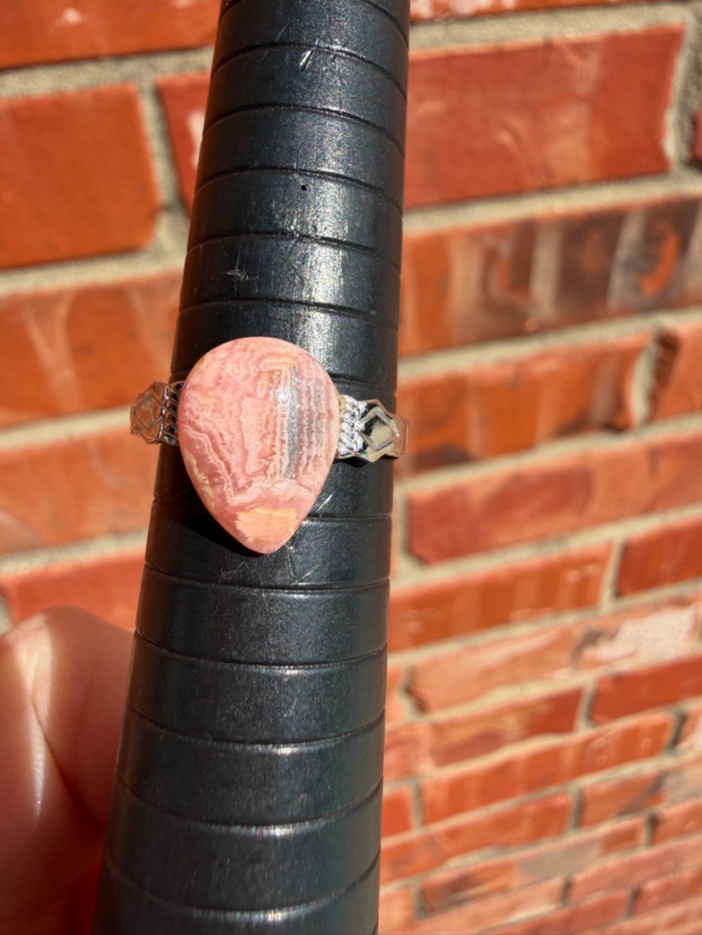 Pink Teardrop Rhodochrosite Ring